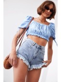 Women\'s shorts with frayed bottoms 7911 - Online store - Boutique